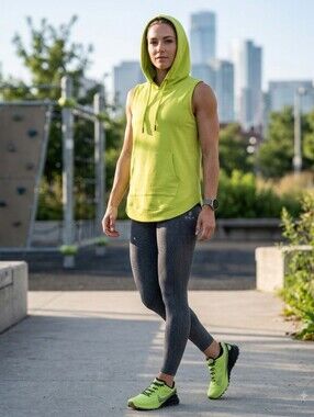 cable & gauge STUDIO Lime Green Sleeveless Hoodie -